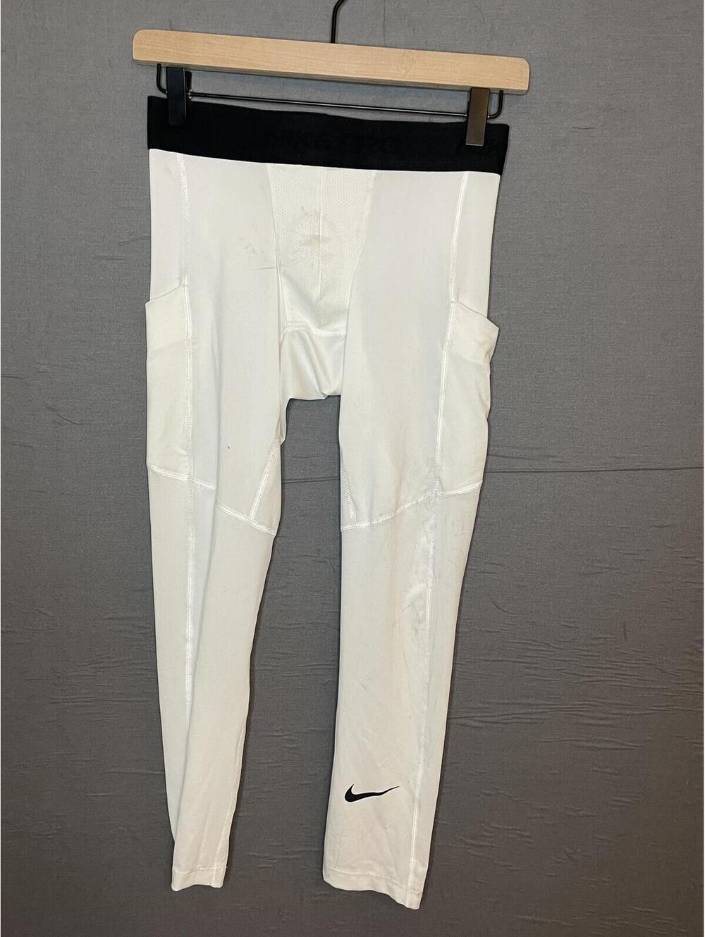 Nike Pro Dri-FIT Mens Tight Fit Leggings White Pockets Size S.  Stained